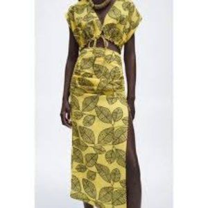 Zara Yellow Leaf Skirt Set